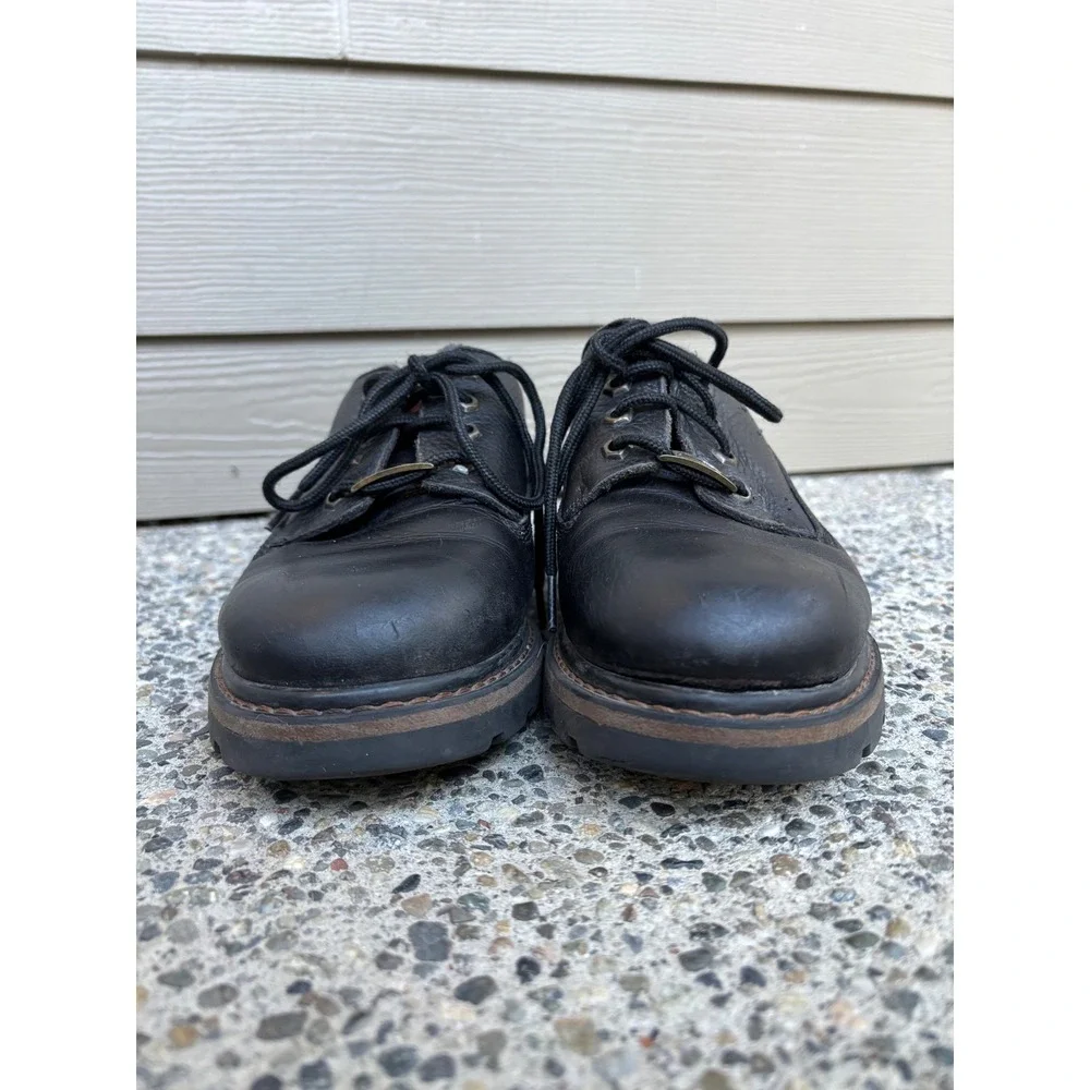 Woolrich Mens Black Pebbled Leather Lug Sole Oxford Shoes Size 9 Rugged Workwear